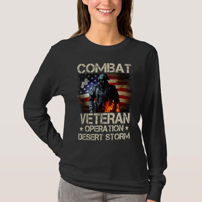 Manar Combat Veteran Operation Desert Storm Soldie T Shirt (Framsida)
