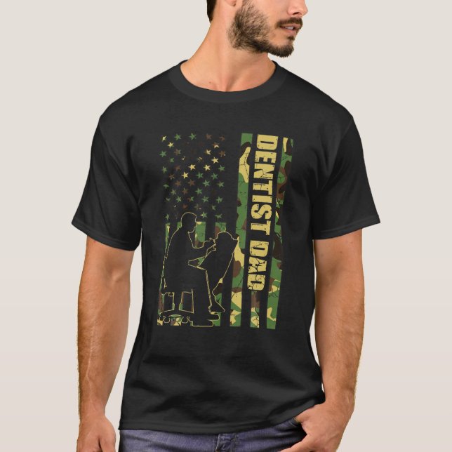 Manar Coola American Flagga Camouflage Dentist Pap T Shirt (Framsida)