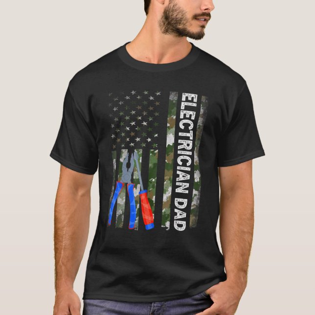 Manar Coola American Flagga Camouflage Electrician T Shirt (Framsida)