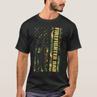 Manar Coola American Flagga Camouflage Firefighter T Shirt
