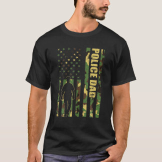 Manar Coola American Flagga Camouflage Police Papp T Shirt