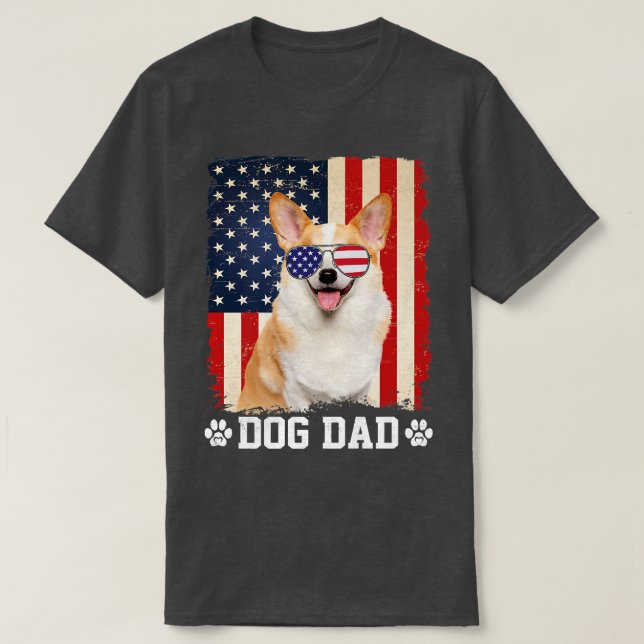 Manar Coola Corgi Hund Pappa Amerikanska Fars dag1 T Shirt (Design framsida)