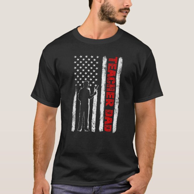 Manar Coola Fars dag Amerikanska Flagga Lärare Pap T Shirt (Framsida)