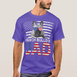 Manar Coola Fransk Bulldog Pappa USA flagga Patrio T Shirt
