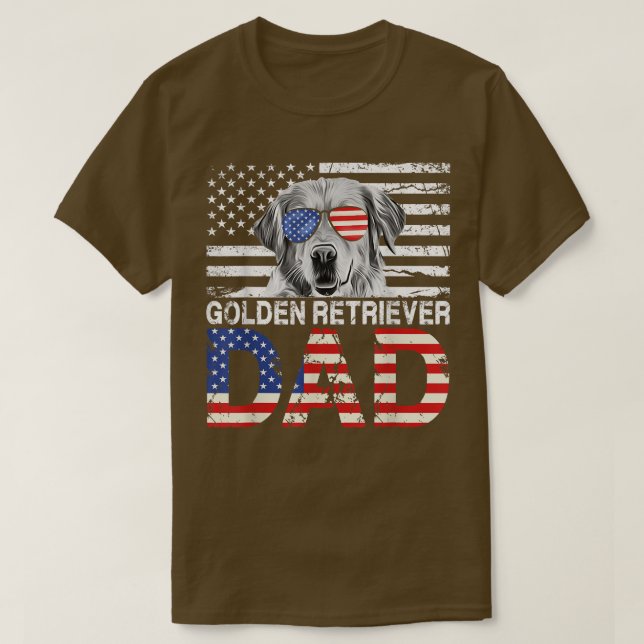 Manar Coola Golden Retriever Pappa USA flagga Patr T Shirt (Design framsida)
