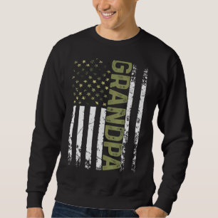 Manar Coola Grandpa American Patriotic USA flagga  Lång Ärmad Tröja
