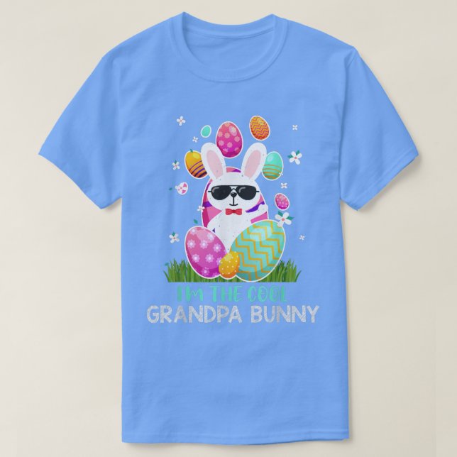 Manar Coola Grandpa Kawaii Cute Bunny Egg Lycklig  T Shirt (Design framsida)