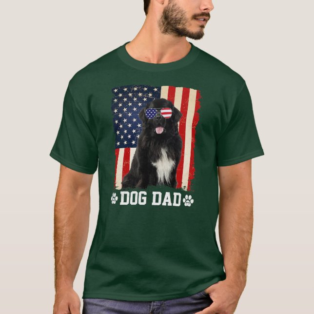 Manar Coola Newfoundland Hund Pappa Amerikanska Fl T Shirt (Framsida)
