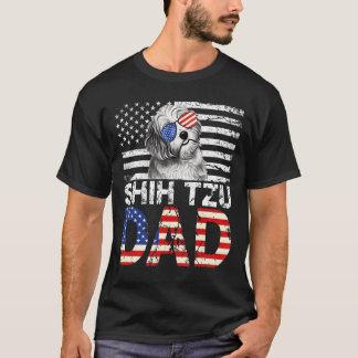 Manar Coola Shih Tzu Pappa USA flagga Patriotic Fa T Shirt