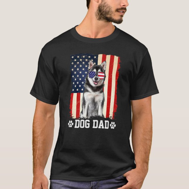 Manar Coola Siberian husky, den amerikanska Flagga T Shirt (Framsida)