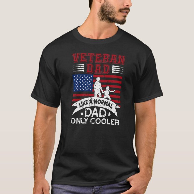 Manar Cooler Veteran Pappa Proud American Pappa Ve T Shirt (Framsida)
