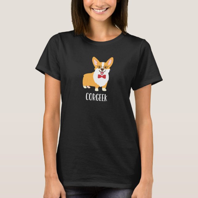 Manar Corgi Hund Glasses Geek Corgeek T Shirt (Framsida)