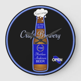 Manar Craft Brewery Beer Flaska Clock Sign Stor Klocka