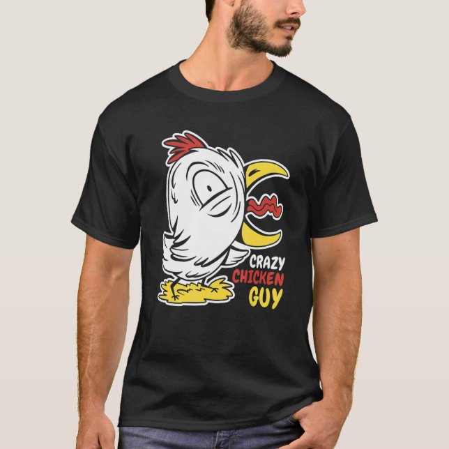 Manar Crazy Chicken Guy Chickens T Shirt (Framsida)