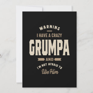 Manar Crazy Grumpa Grandpa Gift Inbjudningar