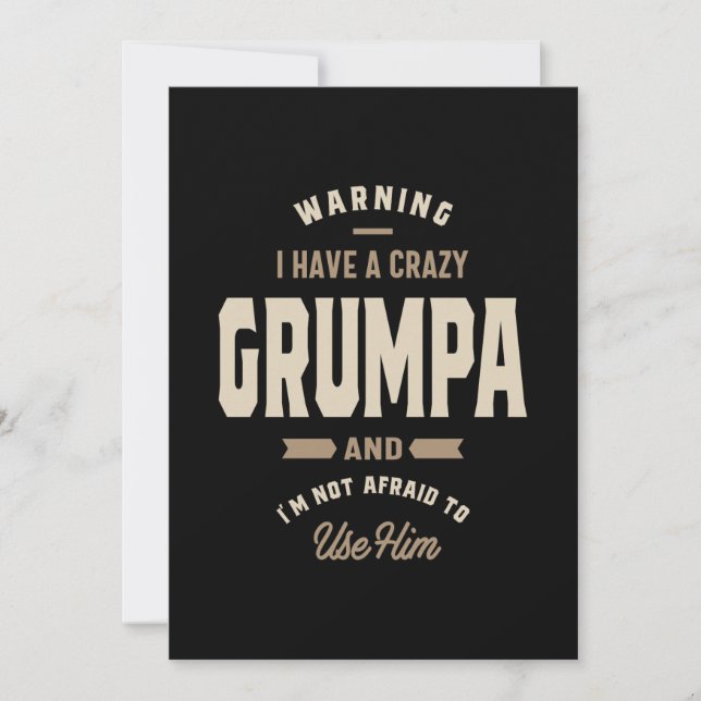 Manar Crazy Grumpa Grandpa Gift Tack Kort (Framsida)