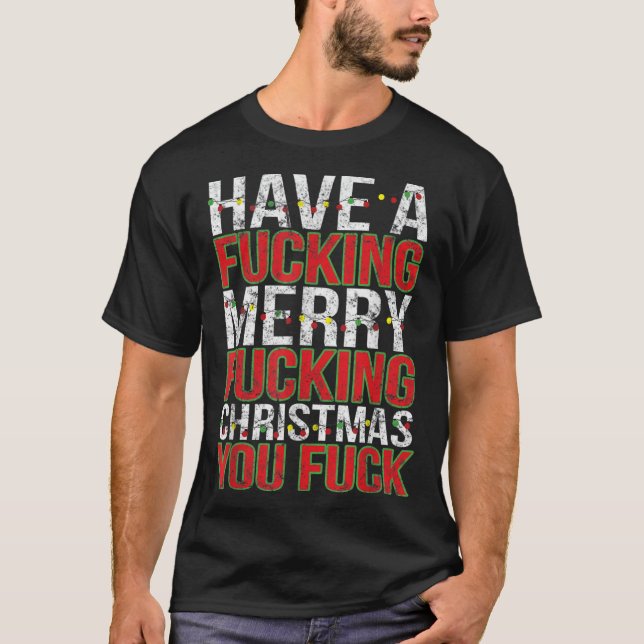Manar Crude Vuxen humor Bah Humbug Gift Merry Fuck T Shirt (Framsida)