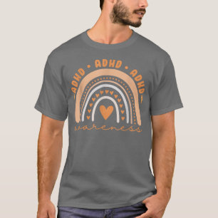 Manar Cute ADHD Awareness Rainbow Orange Ribbon Ma T Shirt