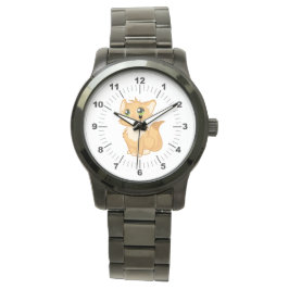 Manar Cute Cat Oversized Black Bracelet Watch Armbandsur