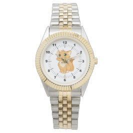 Manar Cute Cat Two-Tone Bracelet Watch Armbandsur