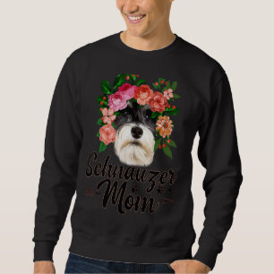 Manar Cute Flowers Schnauzer Graphic Hund Mamma Lång Ärmad Tröja