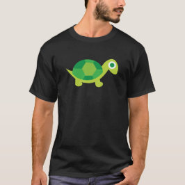 Manar Cute Grönt Turtle Graphic Avslappnad Bära Tee