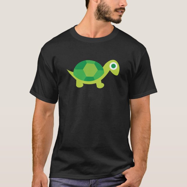 Manar Cute Grönt Turtle Graphic Avslappnad Bära Tee (Framsida)