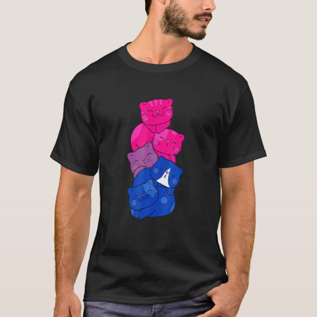 Manar Cute Lgb Bisexual Flagga Cat Lgb Cute Cat Ca T Shirt (Framsida)