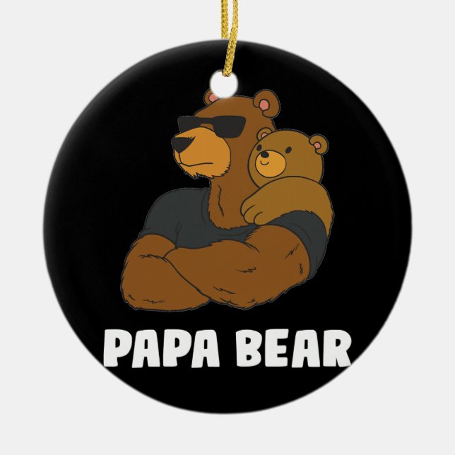 Manar Cute Pappa Bear Far Dotter Son Pappa Bear Julgransprydnad Keramik (Framsidan)
