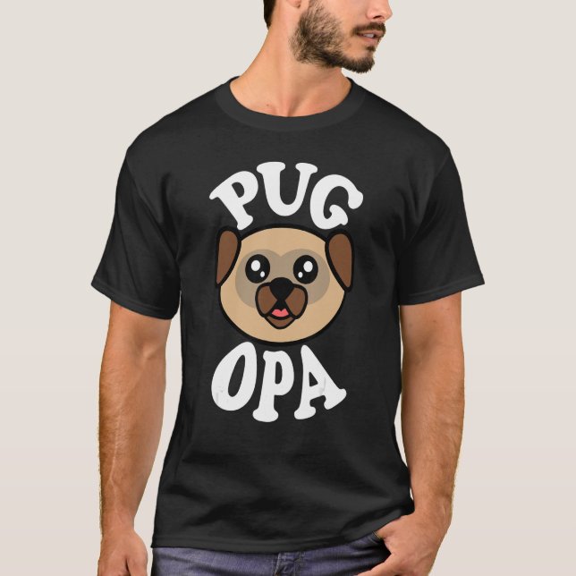 Manar Cute Pug Opa T Shirt (Framsida)