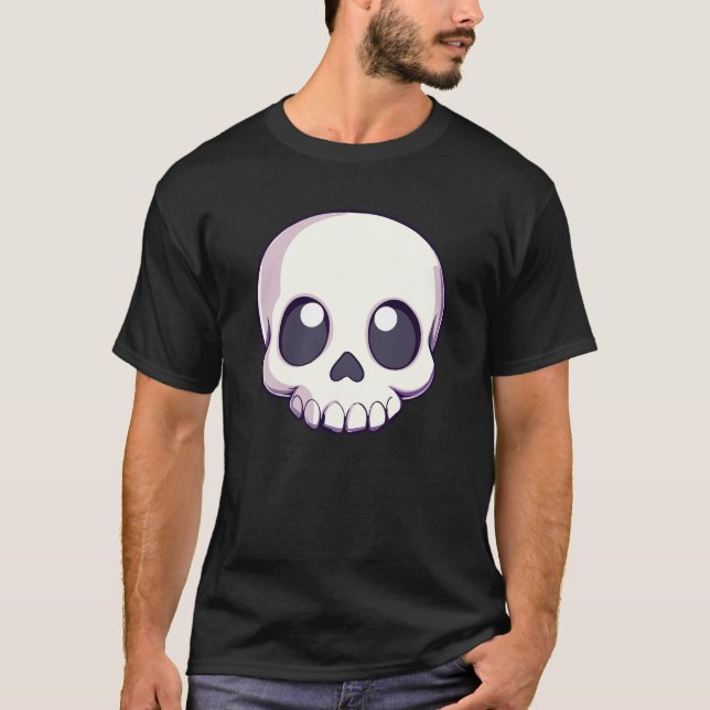 Manar Cute Skull Kawaii Goth Halloween T-Shirt (Framsida)