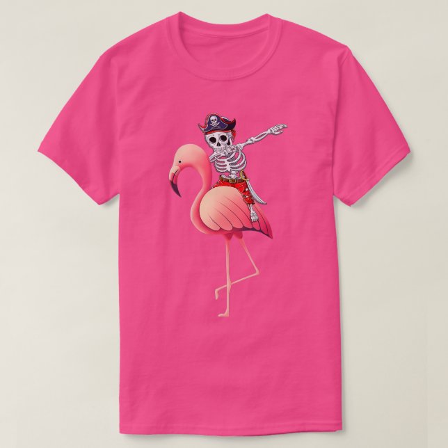 Manar Dabbing Pirat Skeleton Flamingo Halloween Co T Shirt (Design framsida)