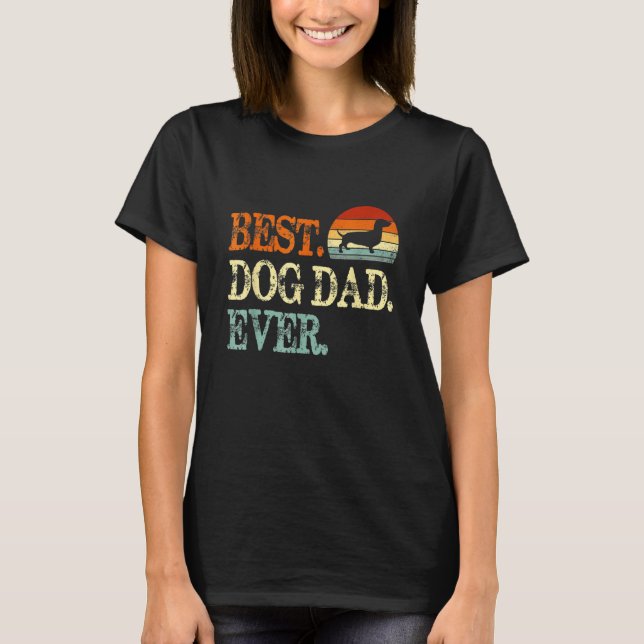 Manar Dachshund Best Hund Pappa någonsin Retro Vin T Shirt (Framsida)