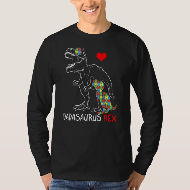 Manar Dadasaurus pappa Rex Autism Awareness Proud  T Shirt (Framsida)