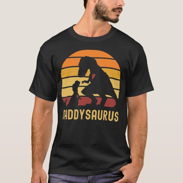 Manar Daddysaurus Dinosaur t Rex Fars dag pappa T Shirt (Framsida)