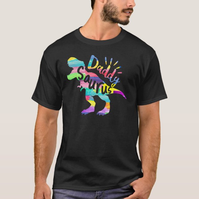 Manar Daddysaurus Rex Dinosaur pappa Saurus Matchi T Shirt (Framsida)