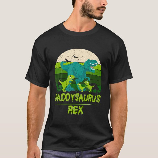 Manar Daddysaurus Rex Funny Dinosaur Family Far" T Shirt (Framsida)