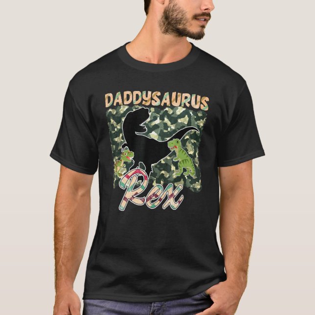 Manar Daddysaurus Rex Roligt Camouflage Design T Shirt (Framsida)