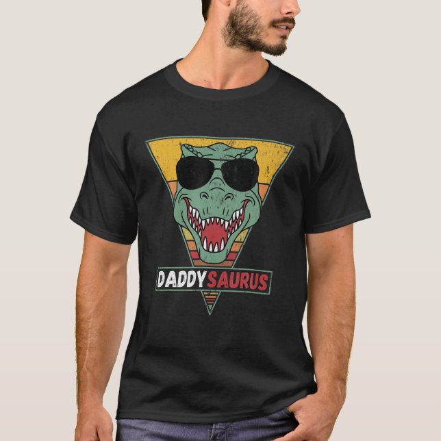 Manar Daddysaurus t Rex Dinosaur Funny Daddysaurus Shirt (Framsida)