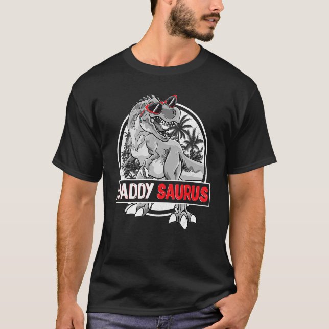 Manar Daddysaurus t Rex Dinosaur Funny pappa Sauru Shirt (Framsida)