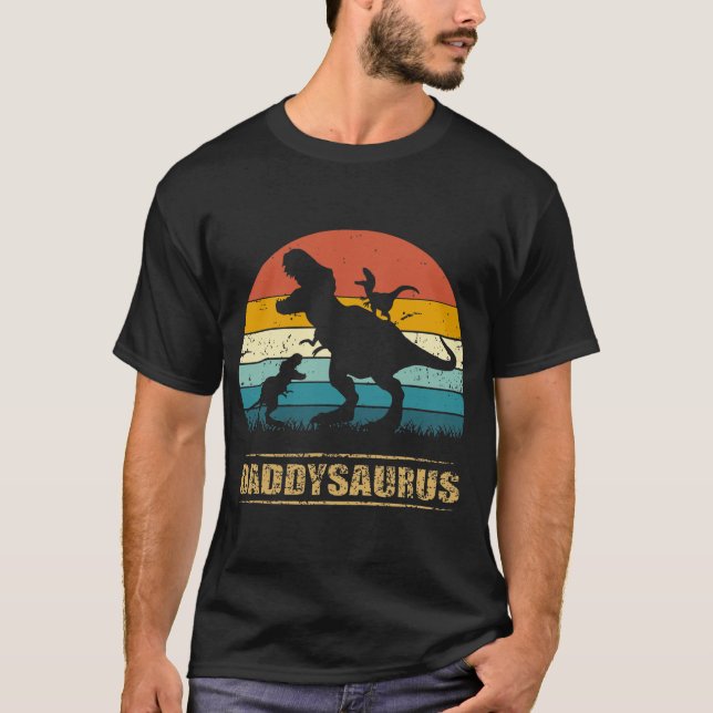 Manar Daddysaurus T Rex Fars dag pappa Saurus Shirt (Framsida)