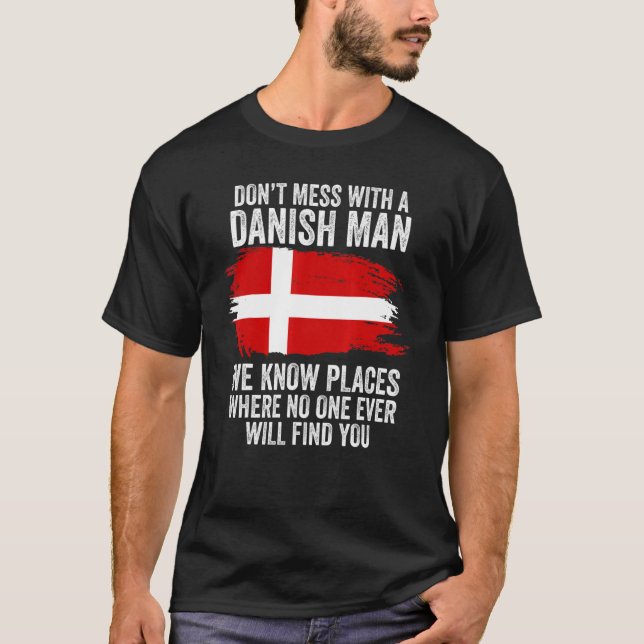 Manar Dansk Flagga Danmark T Shirt (Framsida)