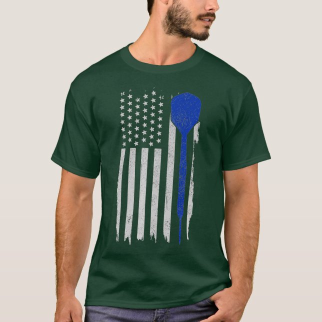 Manar Darts American Flagga Patriotic Darts Player T Shirt (Framsida)