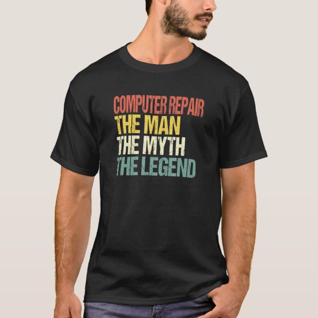 Manar-datorn reparerar människan myten i förklarin t shirt (Framsida)