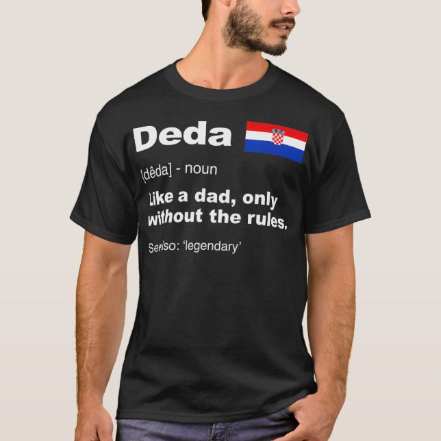 Manar Deda Definition Kroatiska Grandpa Far T Shirt (Framsida)