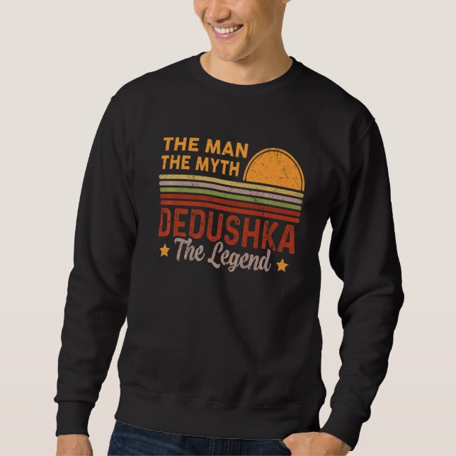 Manar Dedushka Mannen Myth Legend Retro Grandpa Fa Lång Ärmad Tröja (Framsida)
