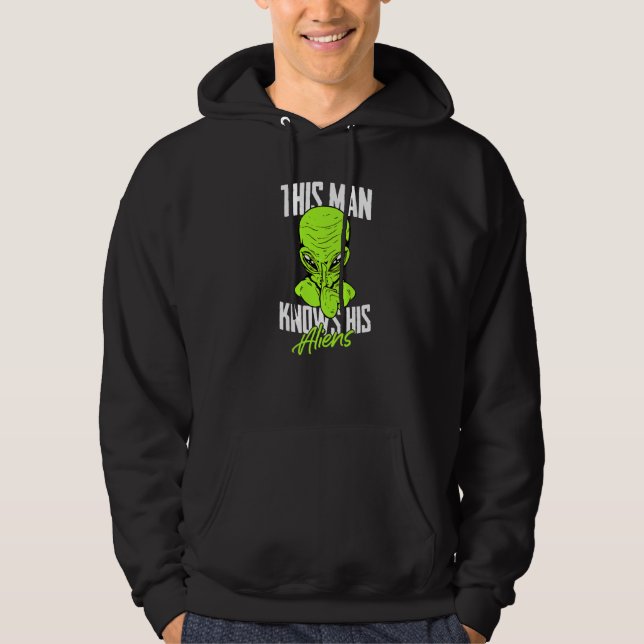 Manar Denna man känner till sina Utomjordingar Ufo Hoodie (Framsida)