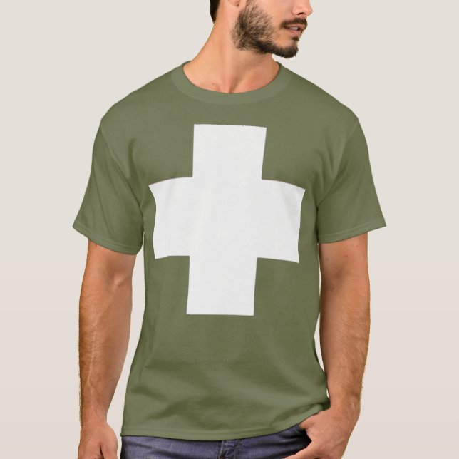 Manar Denna-Swiss-Flagga-is-a-Big Plus-premie T Shirt (Framsida)