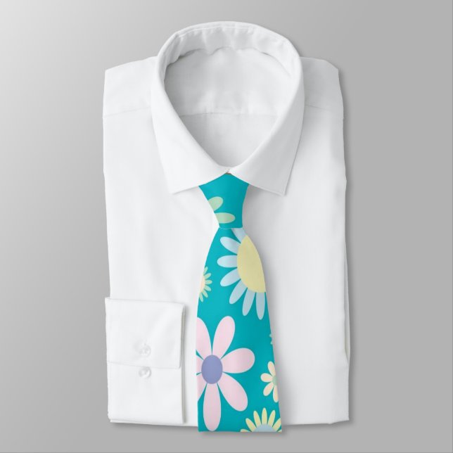 Manar Designer Ties Blommigt Blue Slips (Bunden)