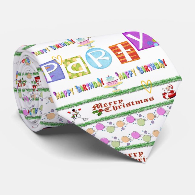 Manar Designer Ties God jul Grattis på födelsedage Slips (Rullad)
